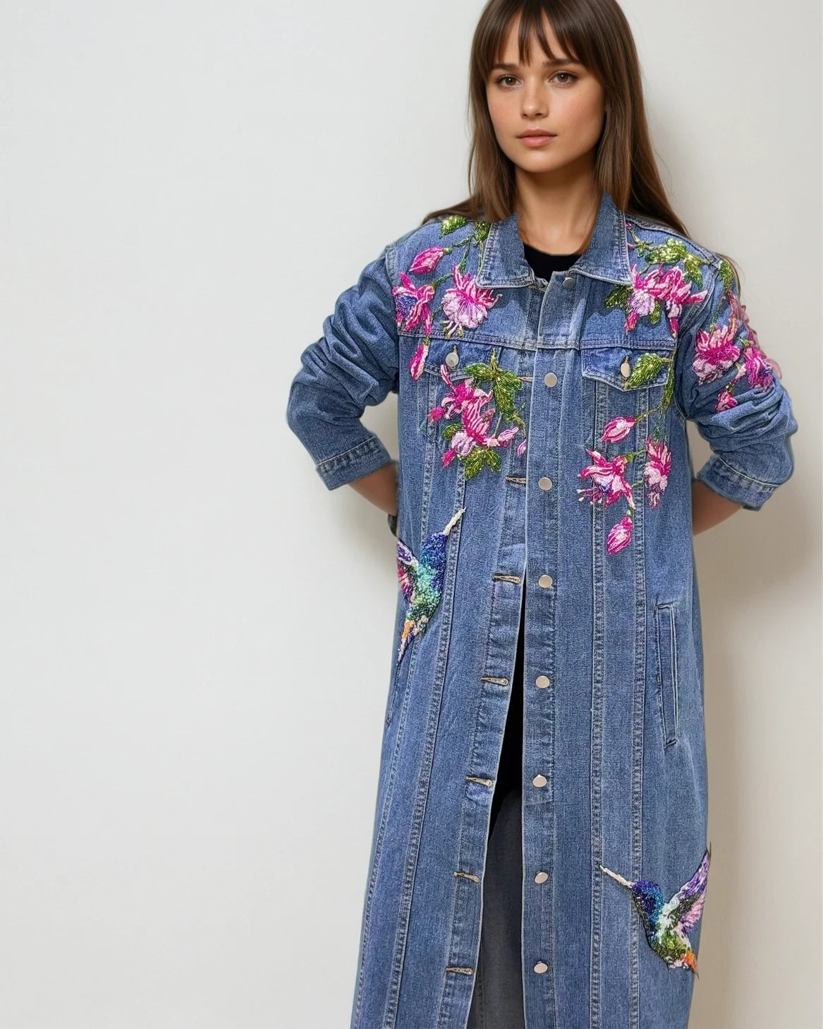 Long denim colibrí