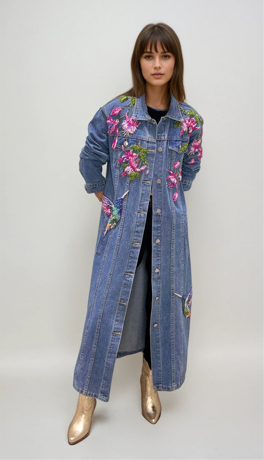 Long denim colibrí