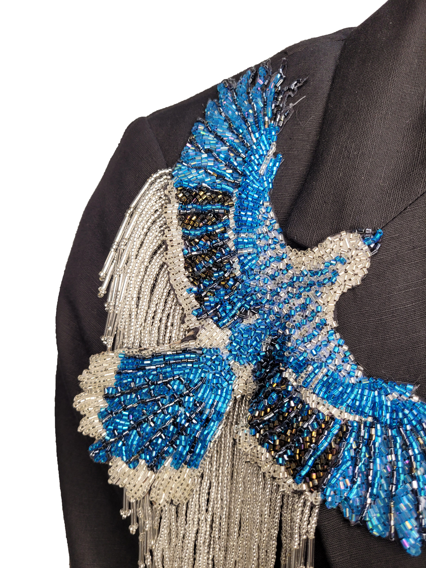 Fringed Blue Birds Blazer