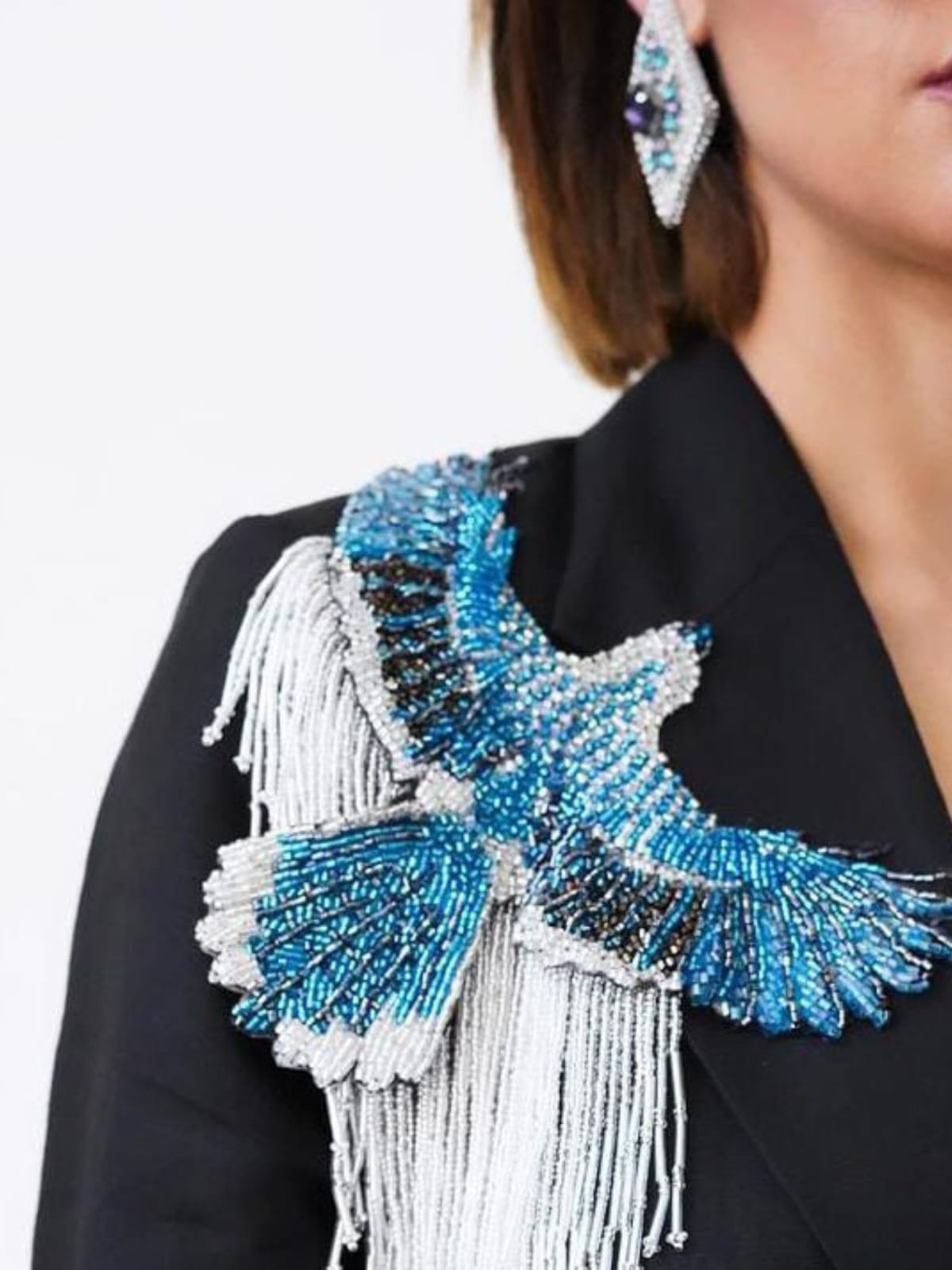 Fringed Blue Birds Blazer